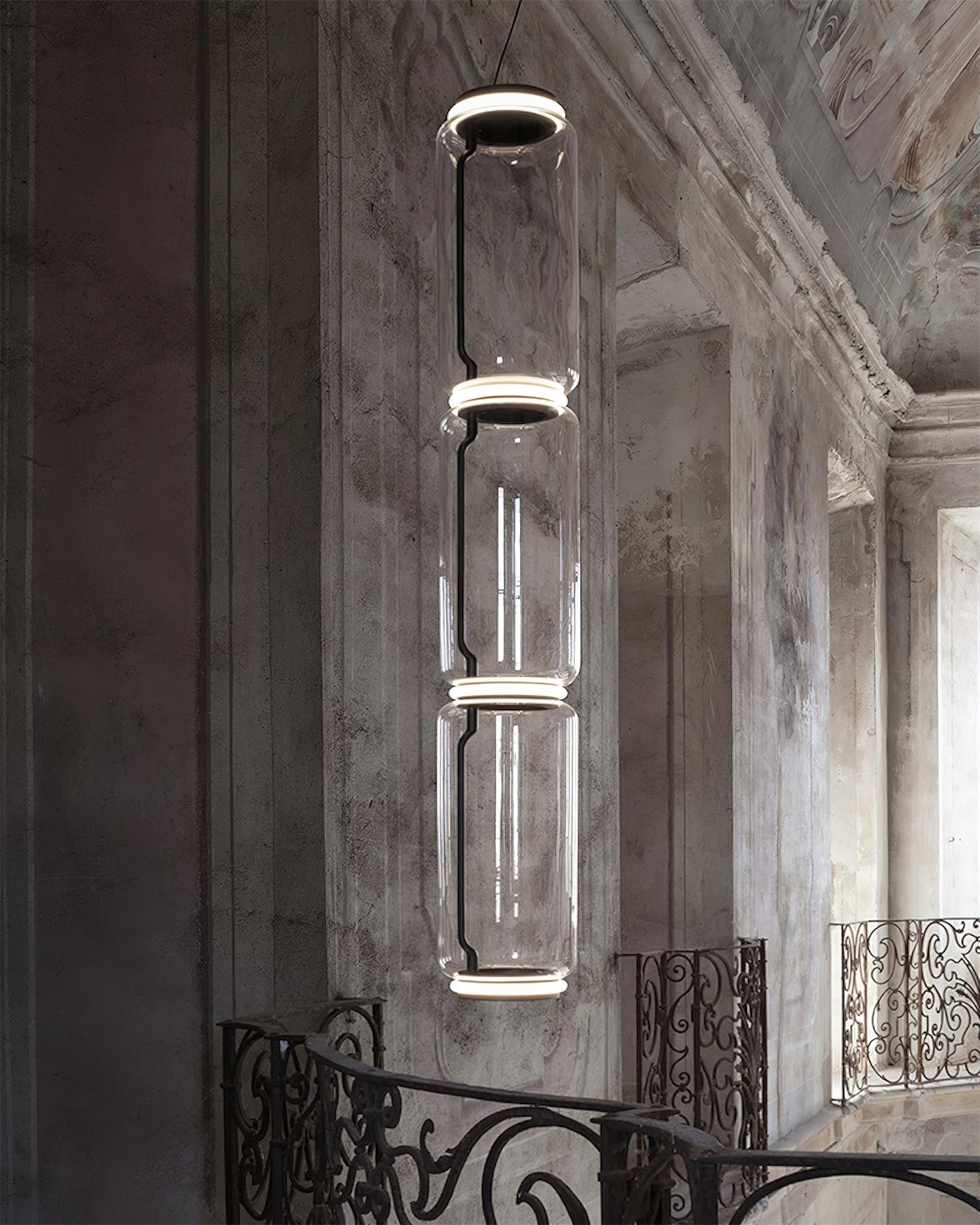 Virelo Suspension Cylindrique en Verre Empilé