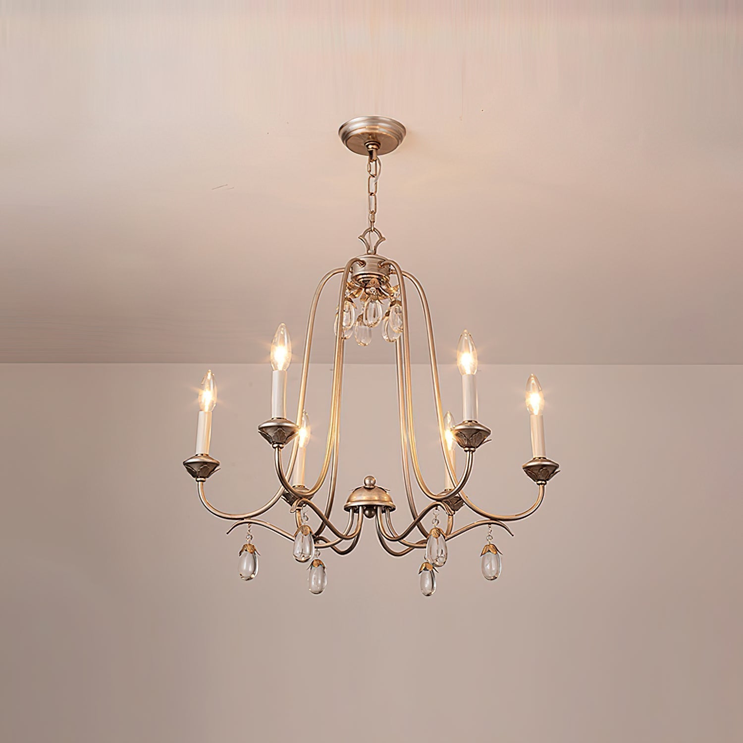 Ocara Lustre Cristal Laiton Industriel Vintage Luxe