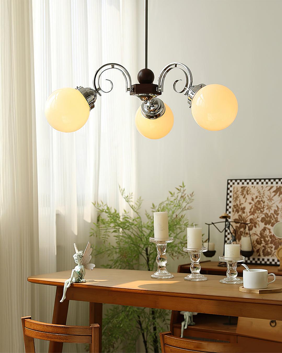 Kotter Lustre Crème Bras Courbés en Nickel Satiné Sculptural