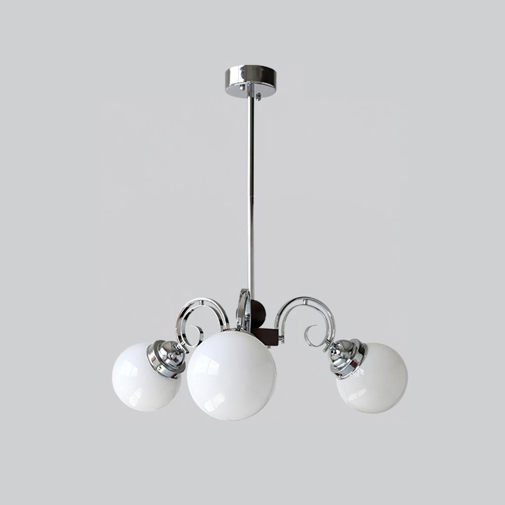 Kotter Lustre Crème Bras Courbés en Nickel Satiné Sculptural