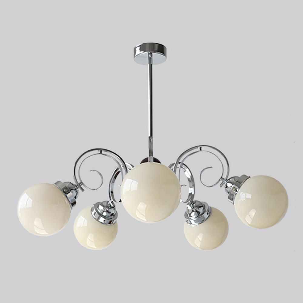 Kotter Lustre Crème Bras Courbés en Nickel Satiné Sculptural