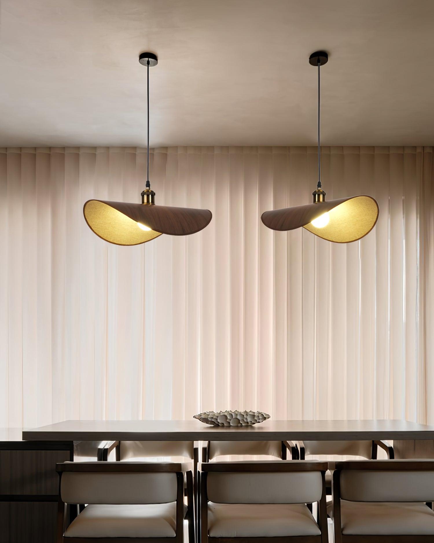 Aira Suspension Lampe Abat-jour en lin Bois Organique Sculptural