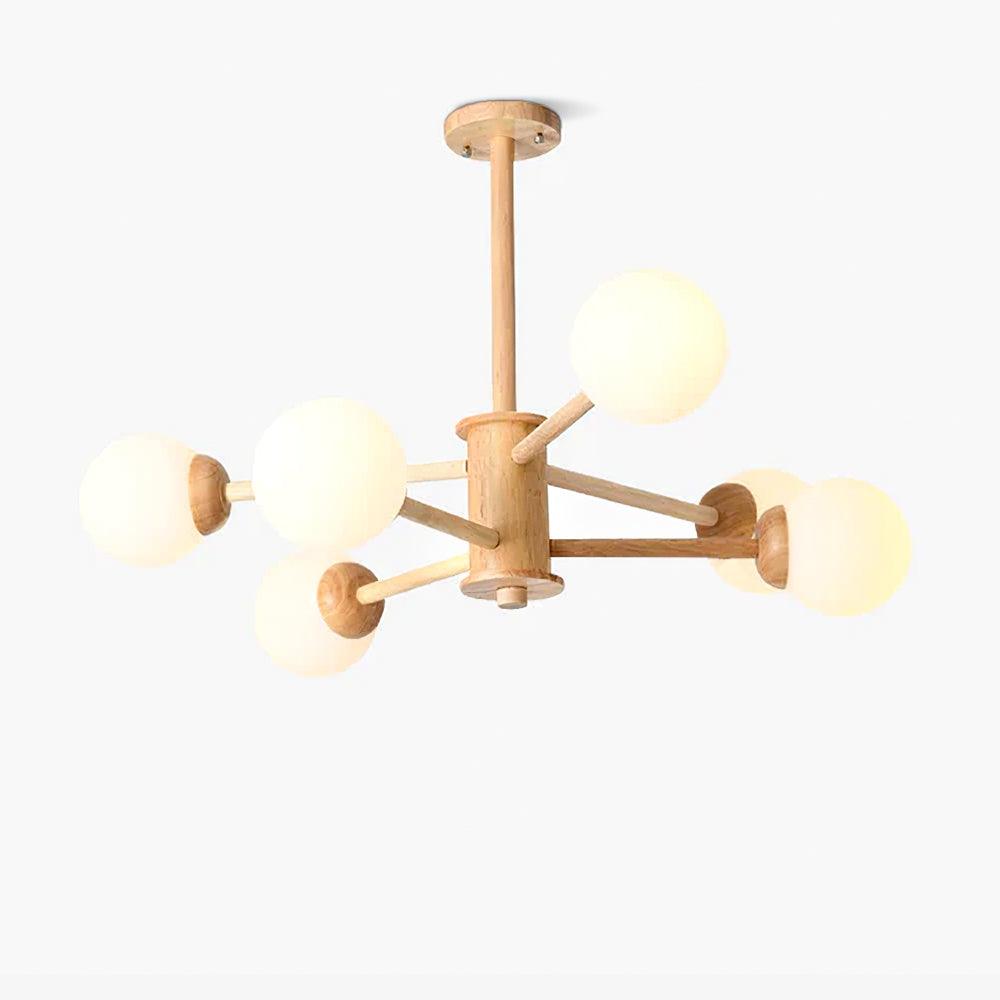 Lustra Lustre en Bois Globe Minimaliste Naturel