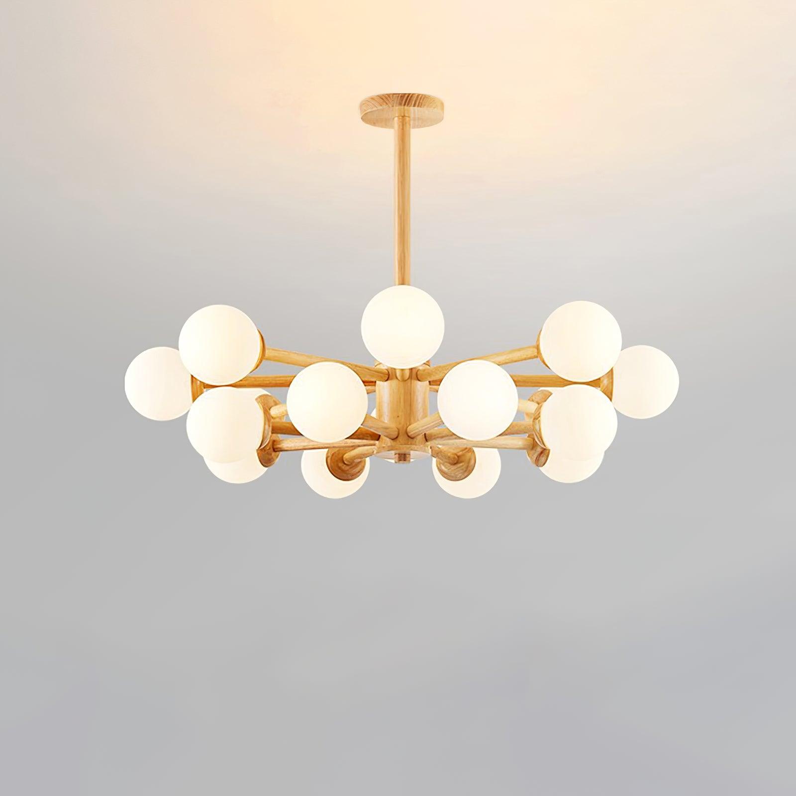 Lustra Lustre en Bois Globe Minimaliste Naturel