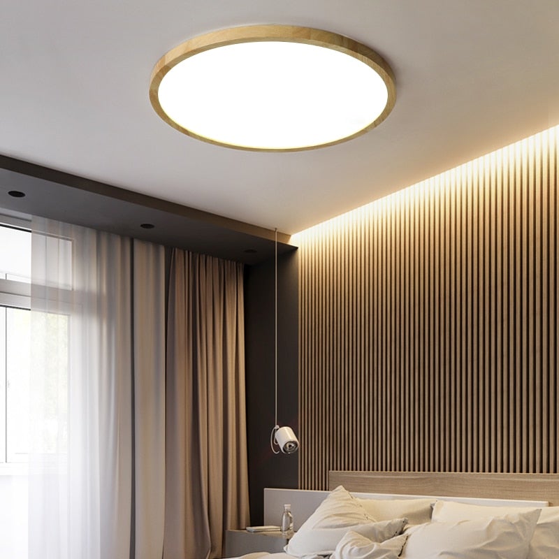 Aven Plafonnier Rond Moderne. Bois  Salon