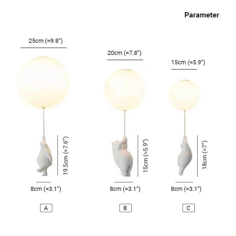 Bear Balloon Suspension/ Plafonnier Ballon Moderne Résine Chambre