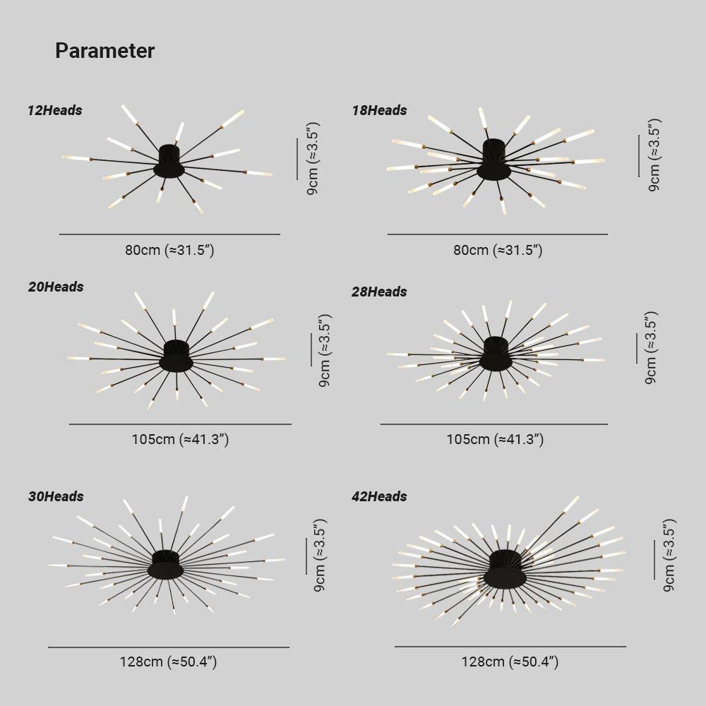 Wesley Plafonnier Fireworks Design Artistique  Noir/Doré