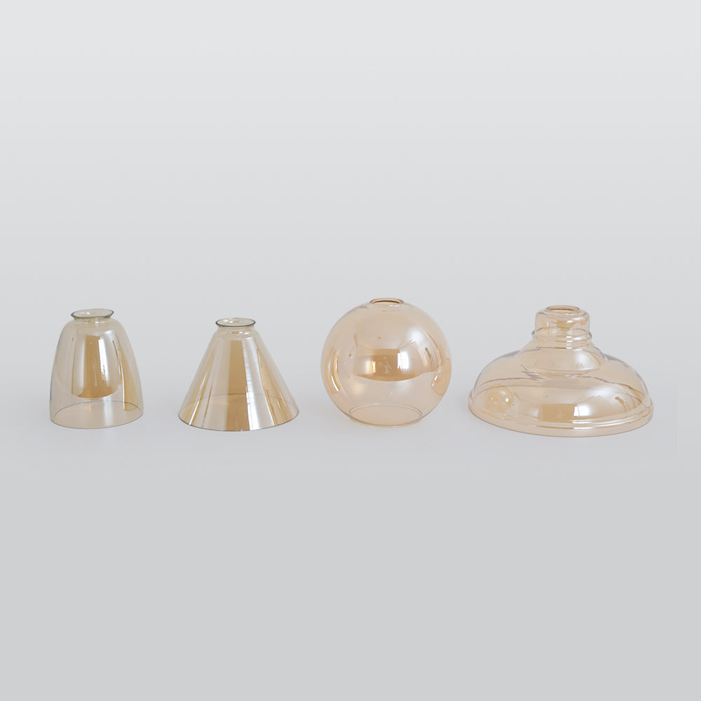 June suspension Industriel en Verre. Clair/Ambre/Gris Fumé