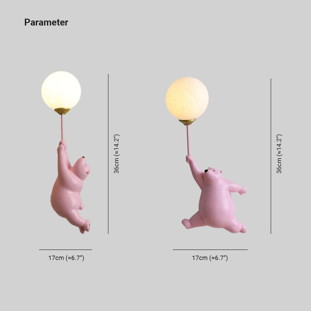 Bear Balloon Applique Murale Ours Ballon Moderne Animale. Blanc/Bleu/Rose. Salon