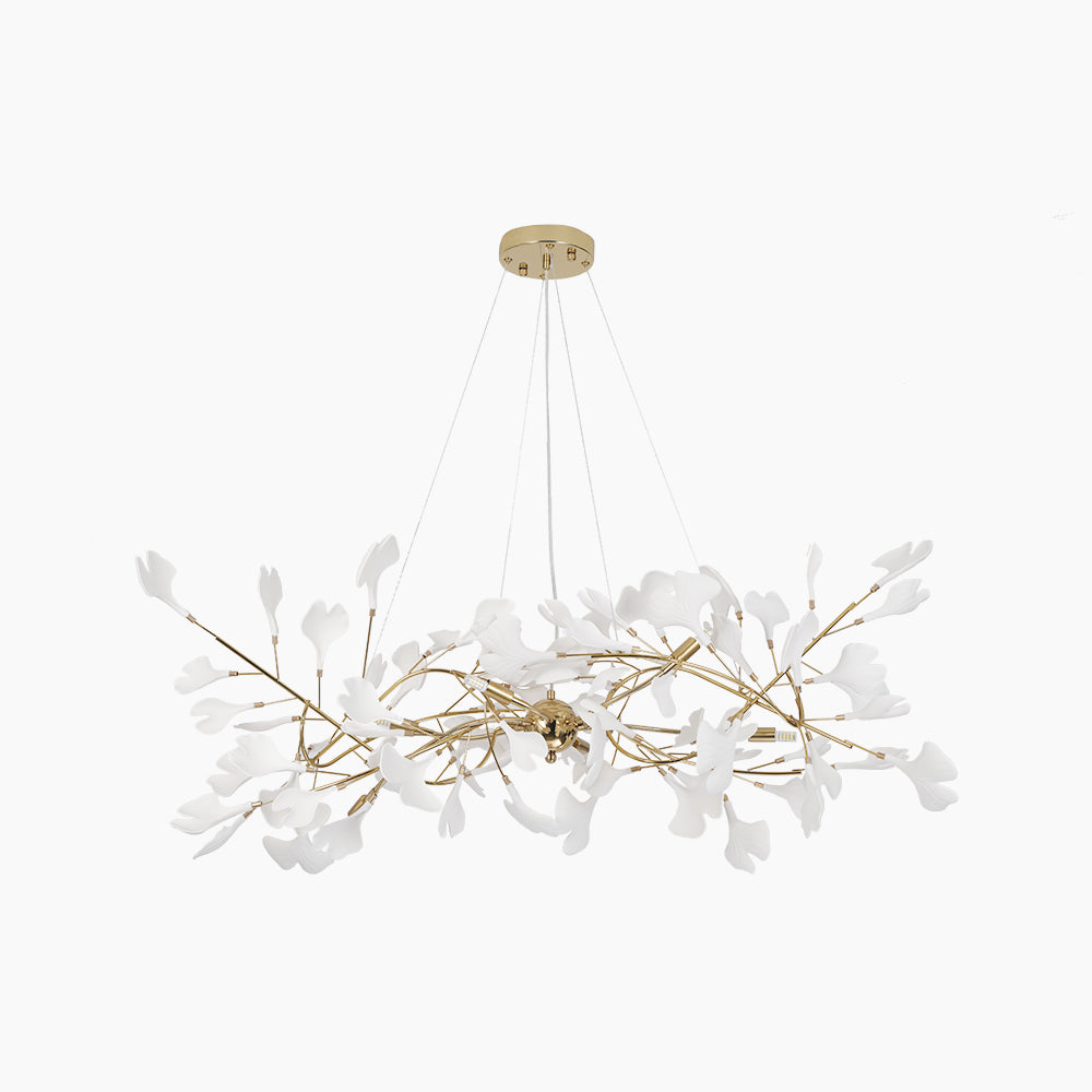 Davor Lustre Suspension Feuille Artistic Design. Métal/Céramique. Blanc. Salon