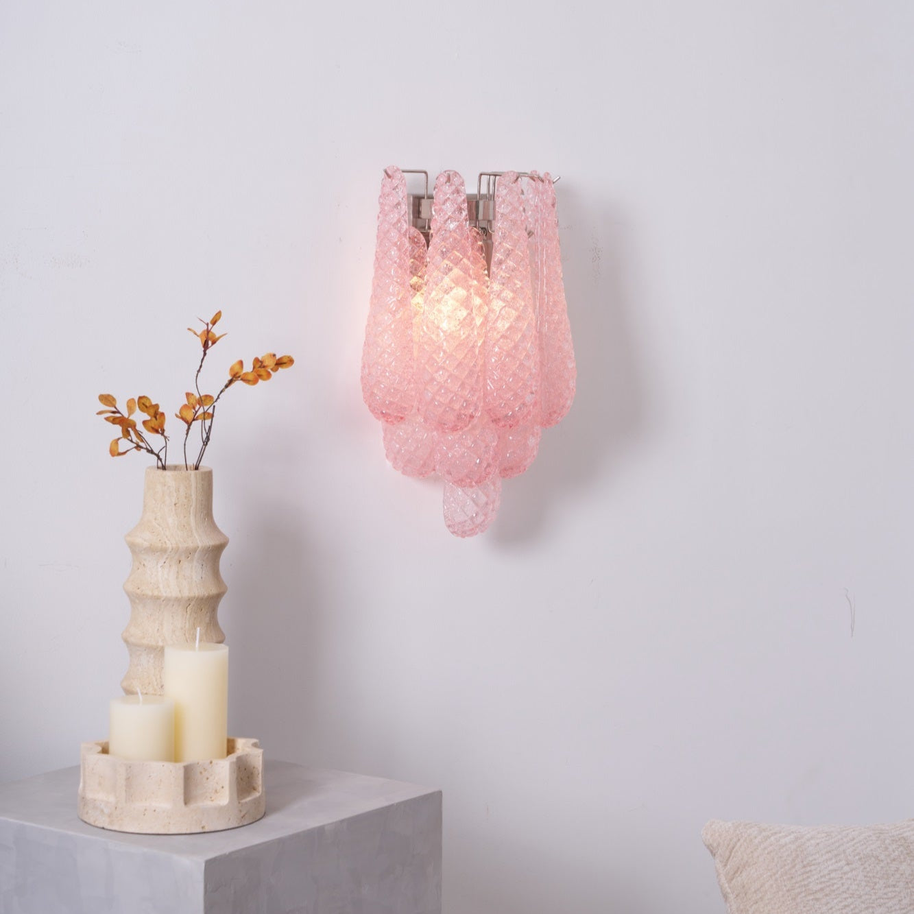 Aurora Applique Murale Rose Larme Verre Florale Artistique