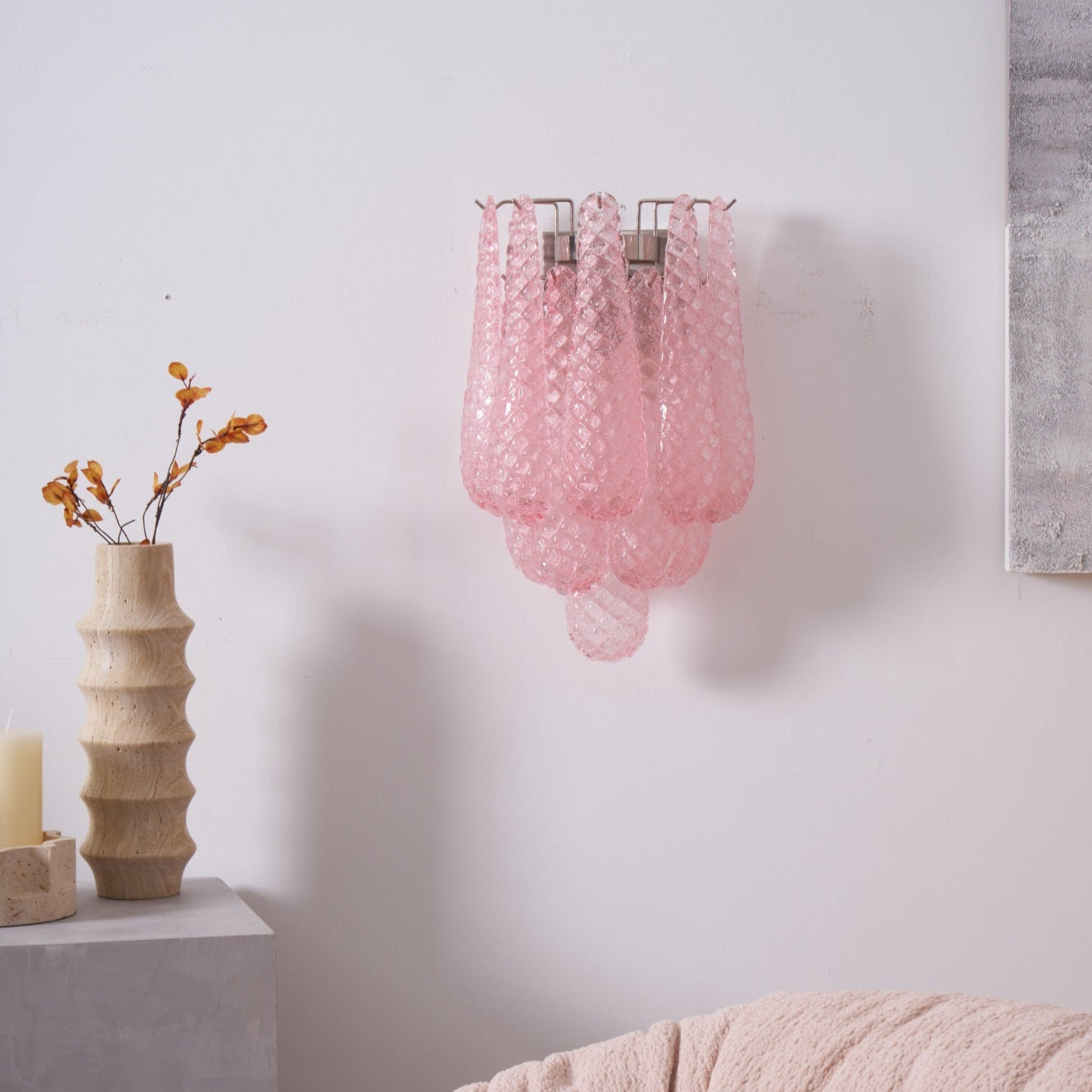 Aurora Applique Murale Rose Larme Verre Florale Artistique