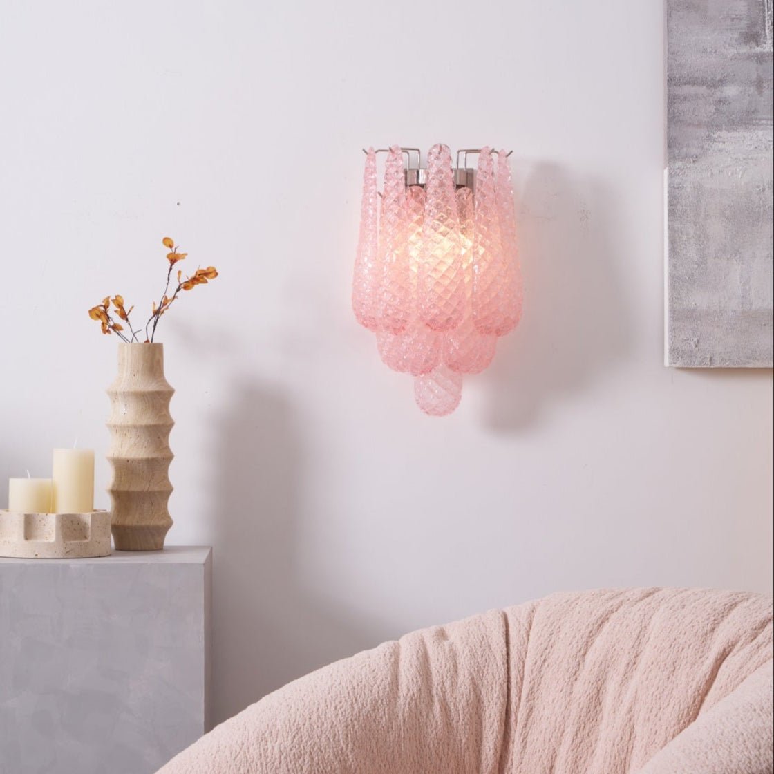 Aurora Applique Murale Rose Larme Verre Florale Artistique