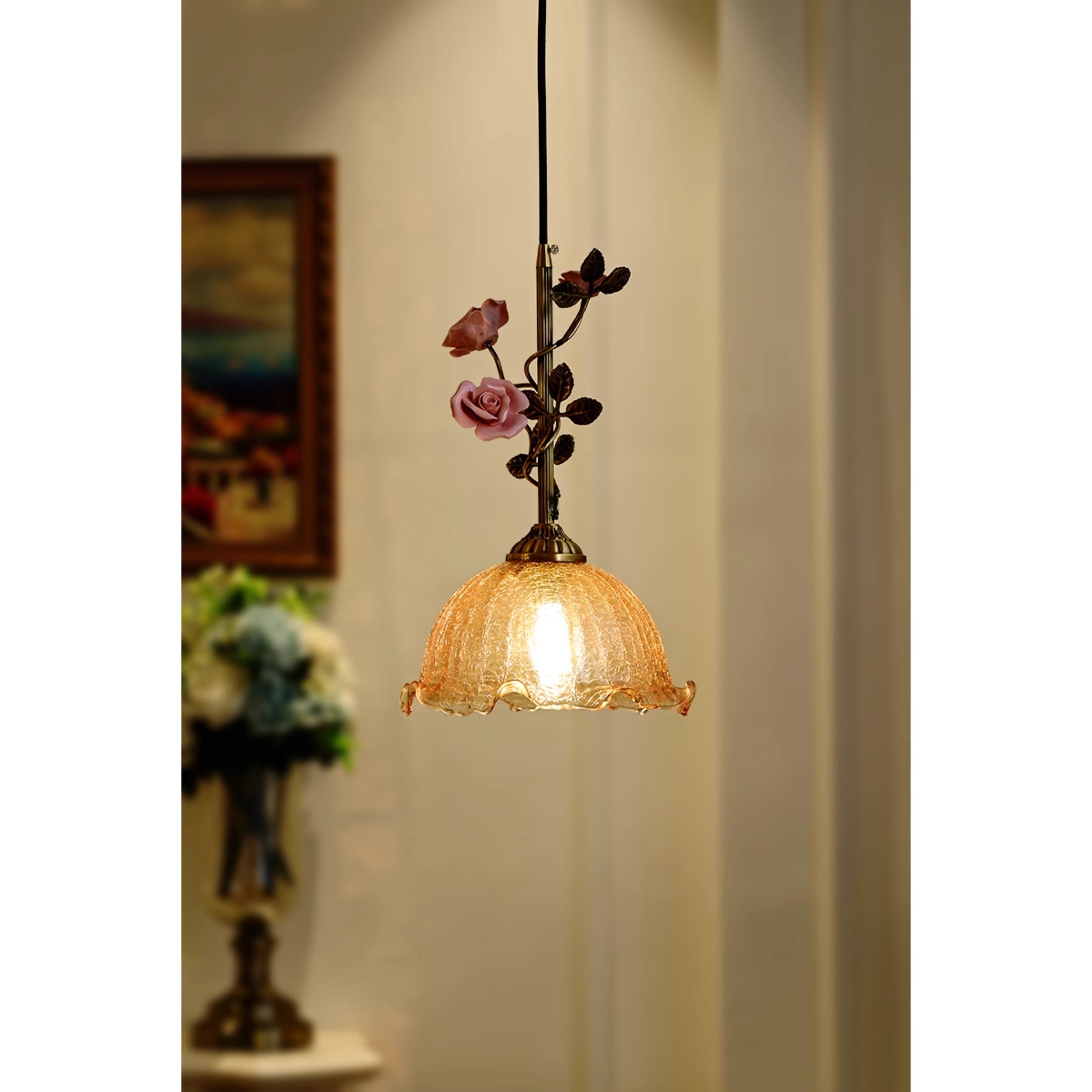 Ilsoris Suspension Céramique Verre Rose Créativité Individuelle