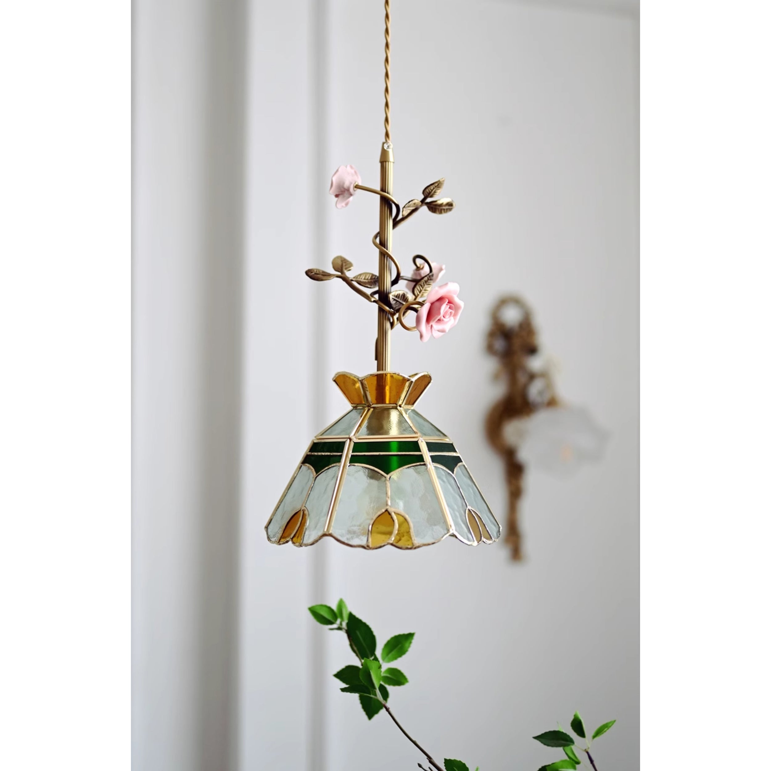 Ilsoris Suspension Céramique Verre Rose Créativité Individuelle