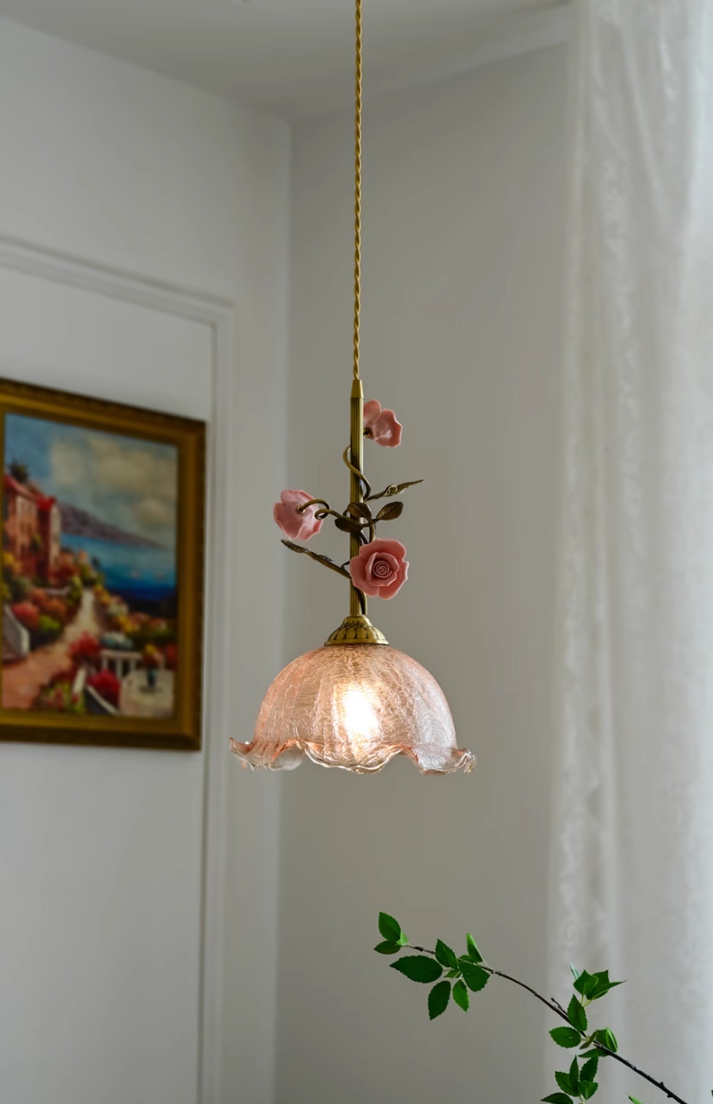 Ilsoris Suspension Céramique Verre Rose Créativité Individuelle