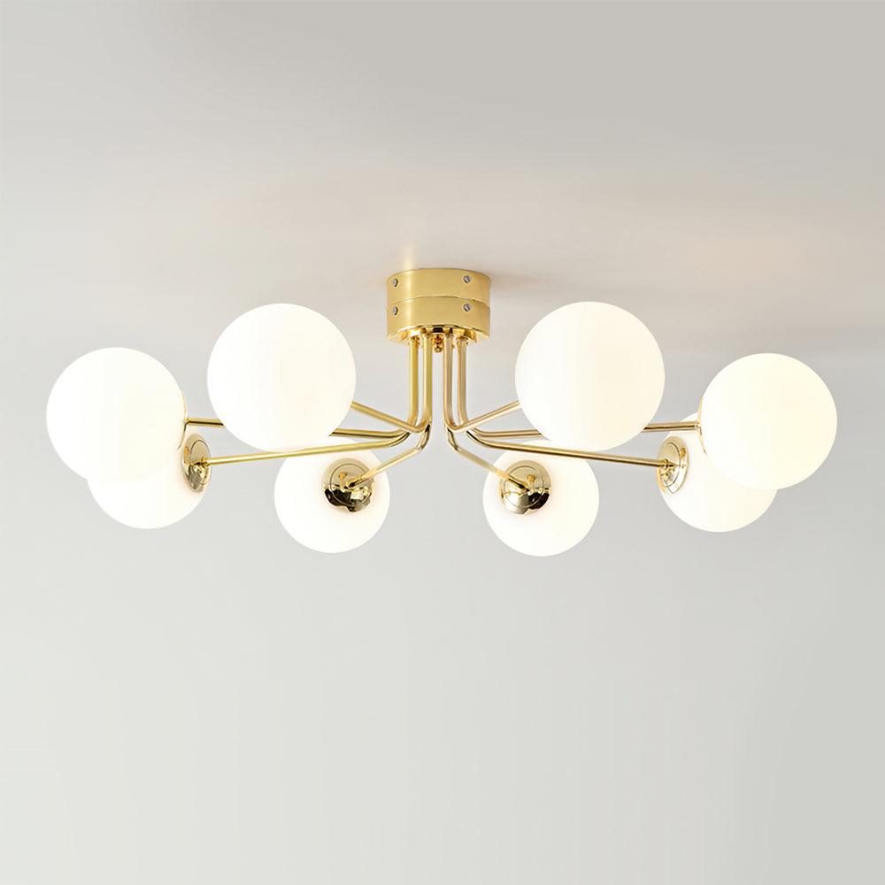 Lustra Plafonnier Globe Blanc Doré