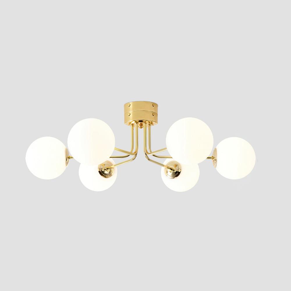 Lustra Plafonnier Globe Blanc Doré