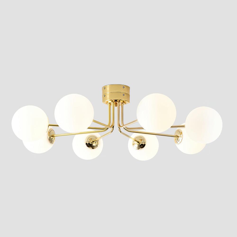 Lustra Plafonnier Globe Blanc Doré