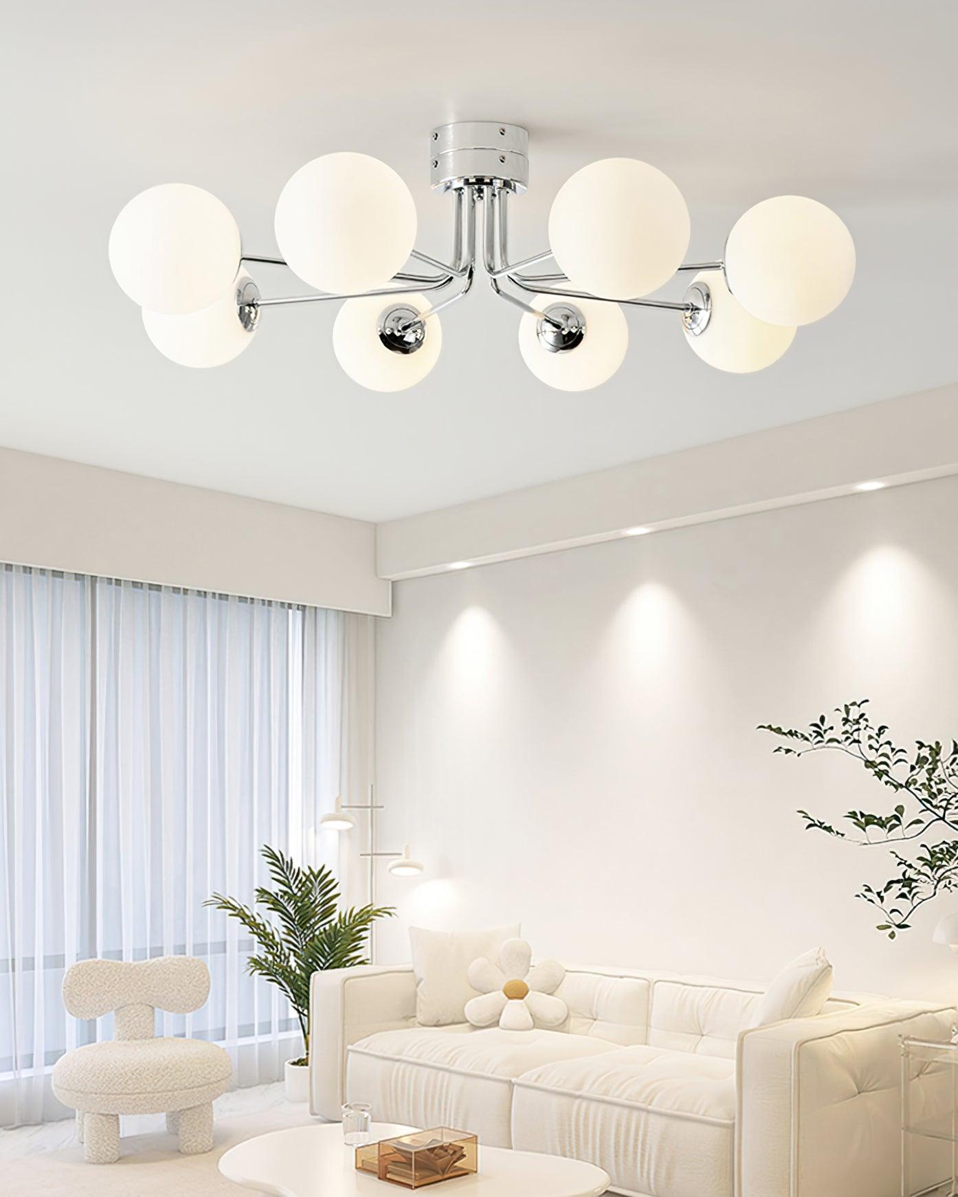 Lustra Plafonnier Globe Blanc Doré