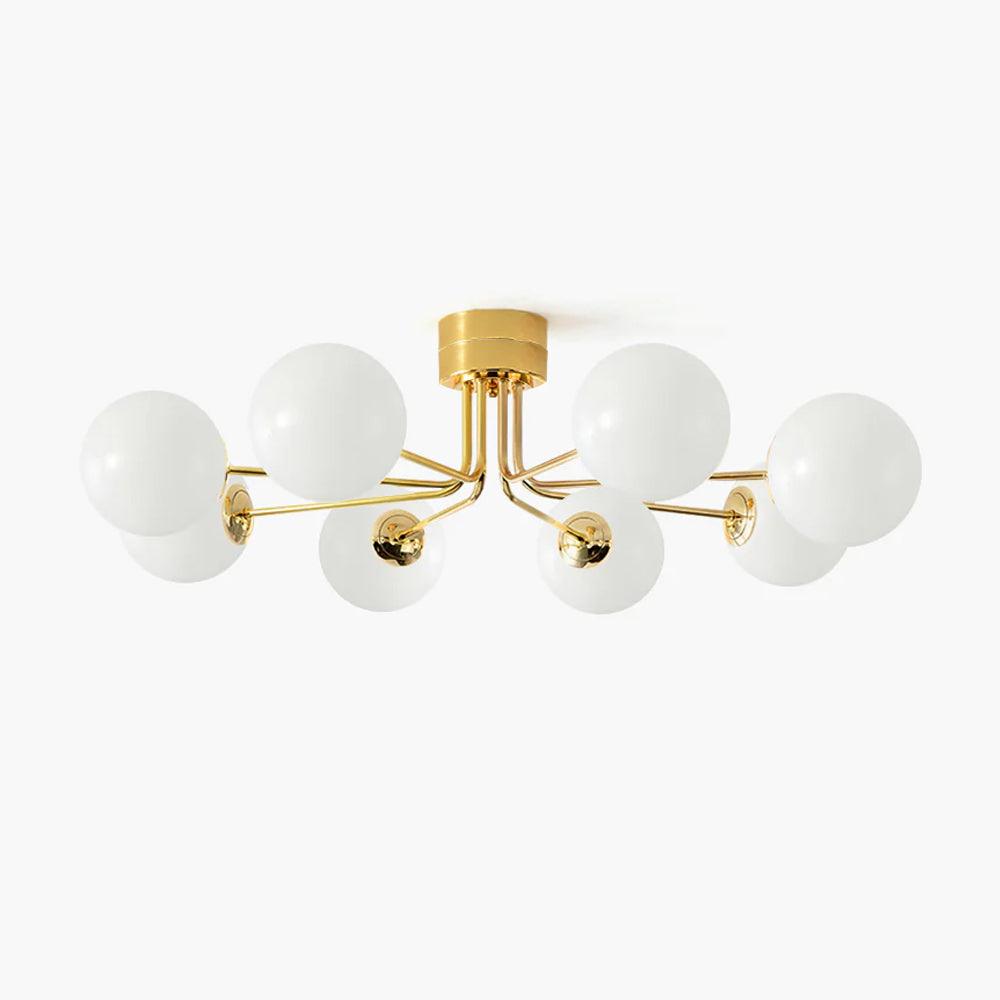 Lustra Plafonnier Globe Blanc Doré