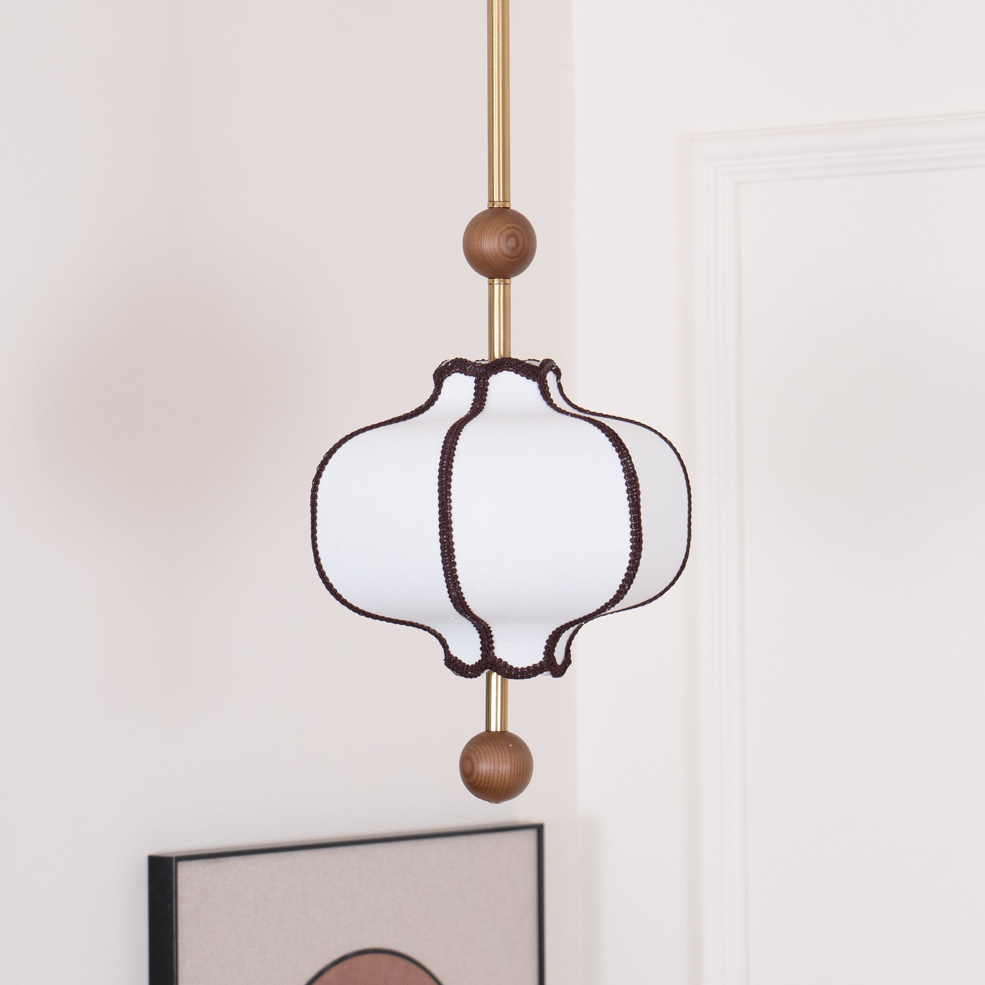 Lustra Suspension Lampe Lanterne en Tissu pour Salon