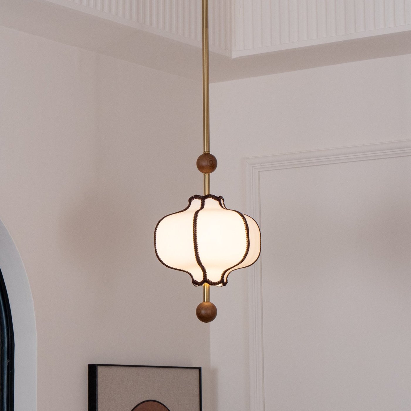 Lustra Suspension Lampe Lanterne en Tissu pour Salon