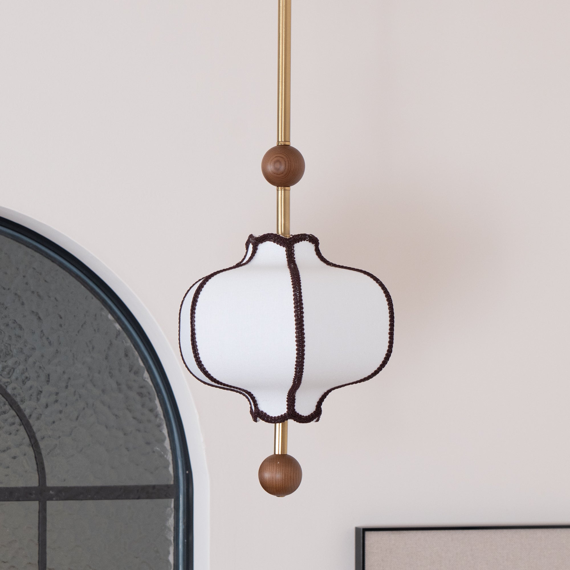 Lustra Suspension Lampe Lanterne en Tissu pour Salon