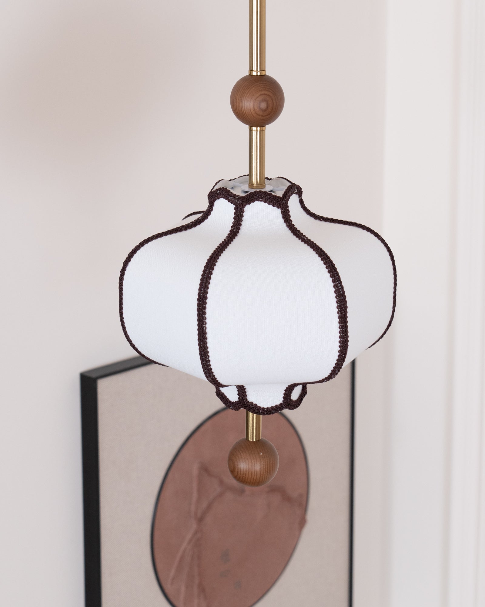 Lustra Suspension Lampe Lanterne en Tissu pour Salon
