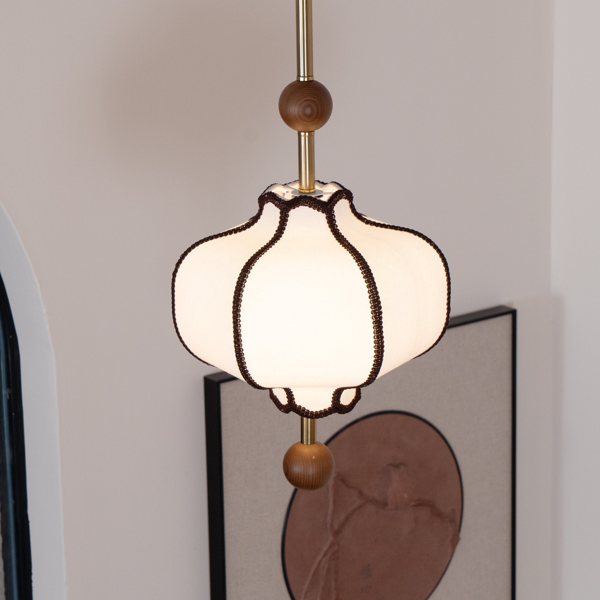 Lustra Suspension Lampe Lanterne en Tissu pour Salon