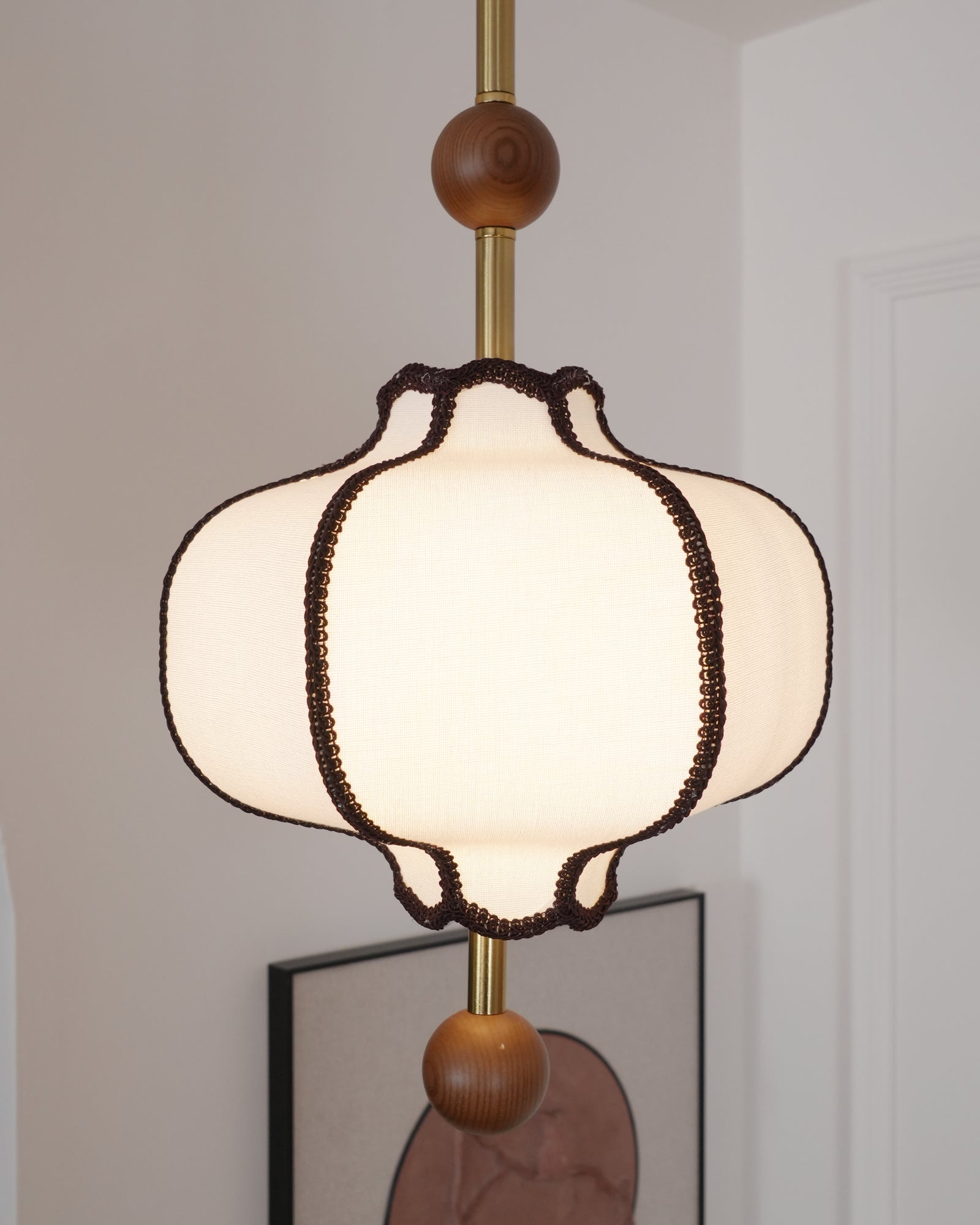 Lustra Suspension Lampe Lanterne en Tissu pour Salon