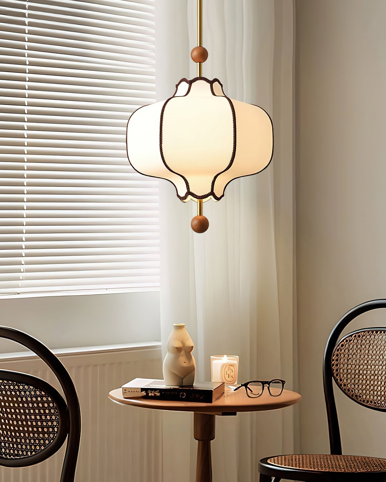 Lustra Suspension Lampe Lanterne en Tissu pour Salon