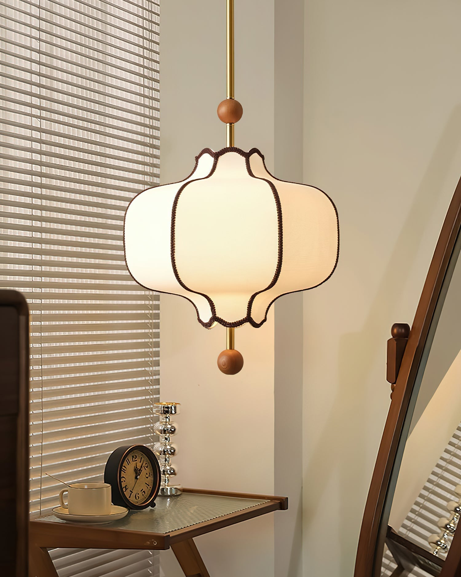 Lustra Suspension Lampe Lanterne en Tissu pour Salon