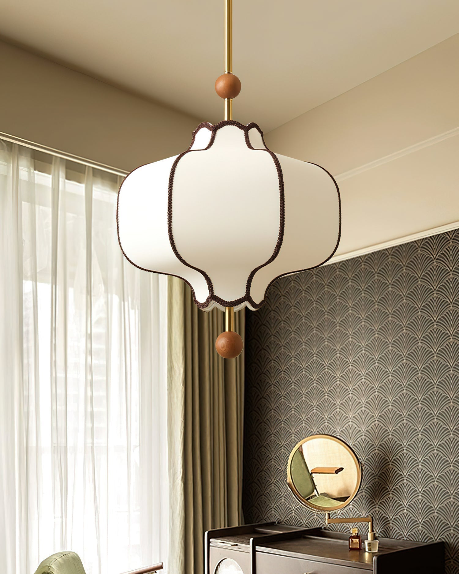 Lustra Suspension Lampe Lanterne en Tissu pour Salon