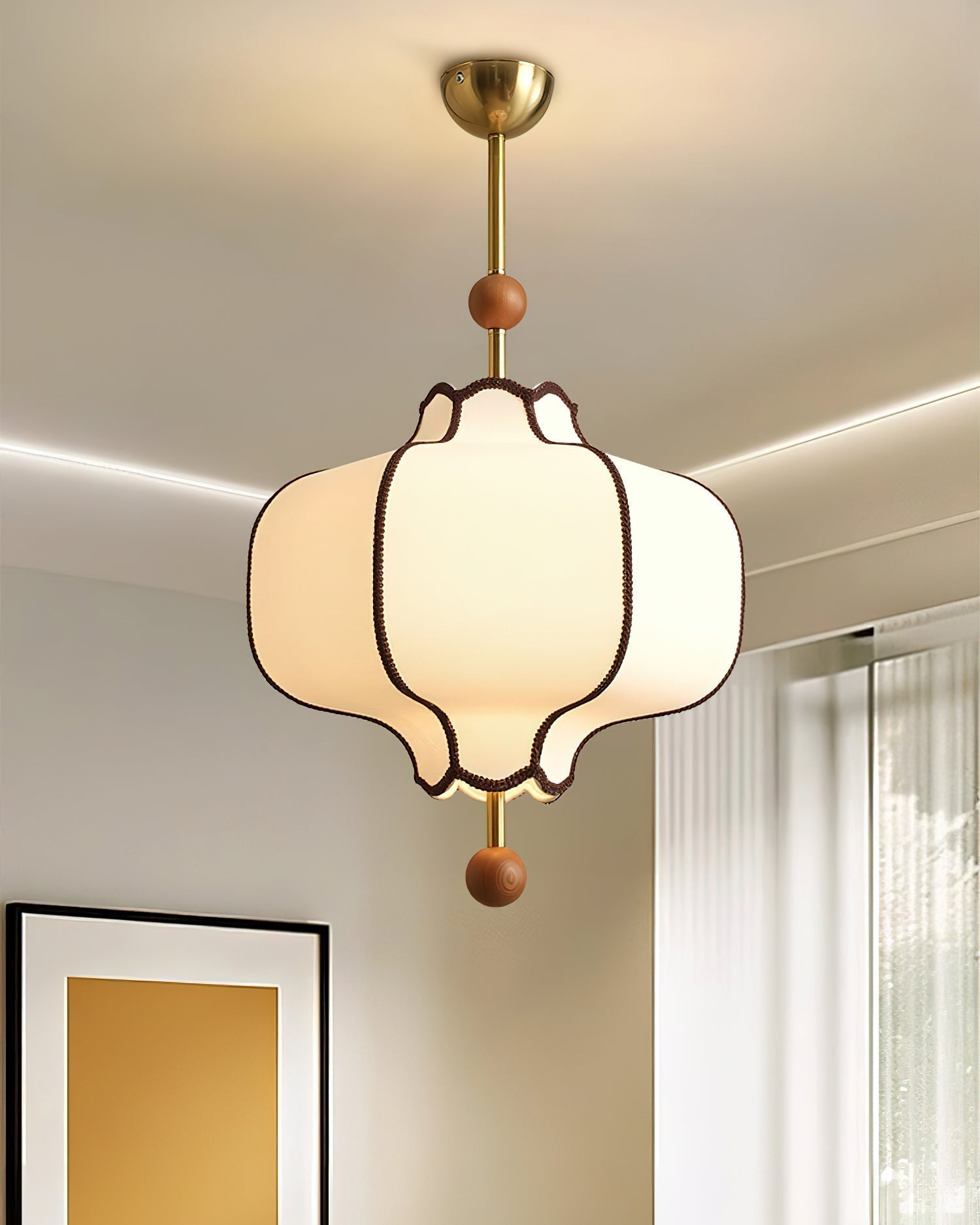 Lustra Suspension Lampe Lanterne en Tissu pour Salon