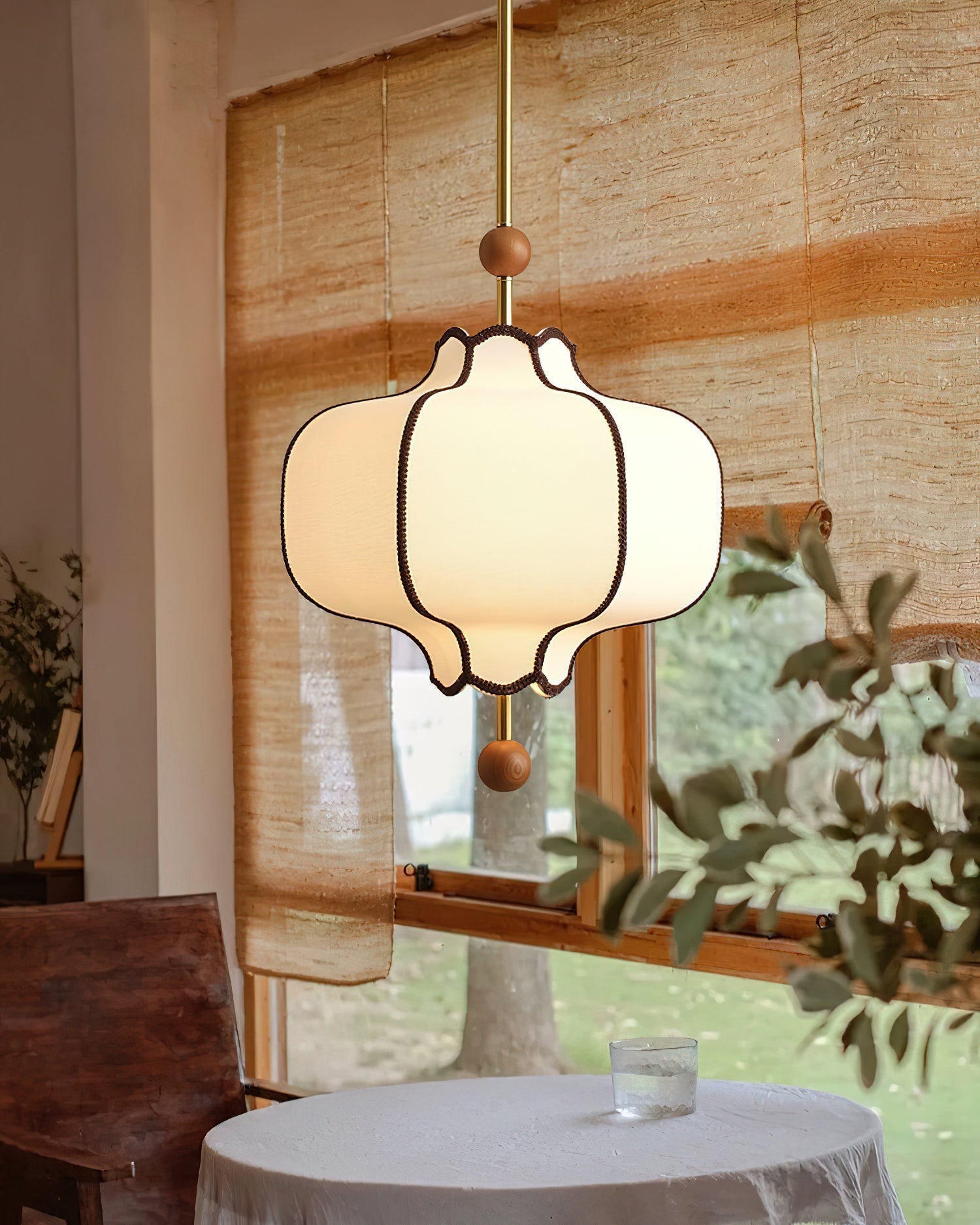 Lustra Suspension Lampe Lanterne en Tissu pour Salon