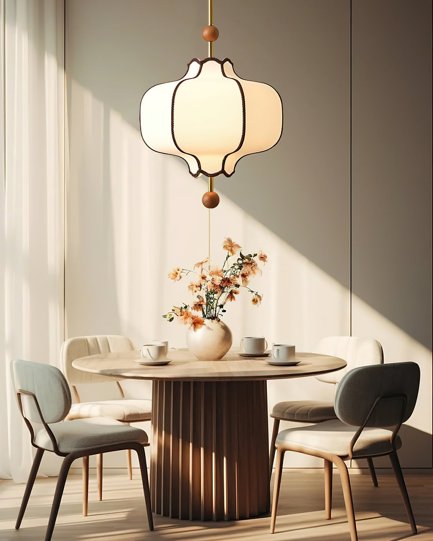 Lustra Suspension Lampe Lanterne en Tissu pour Salon