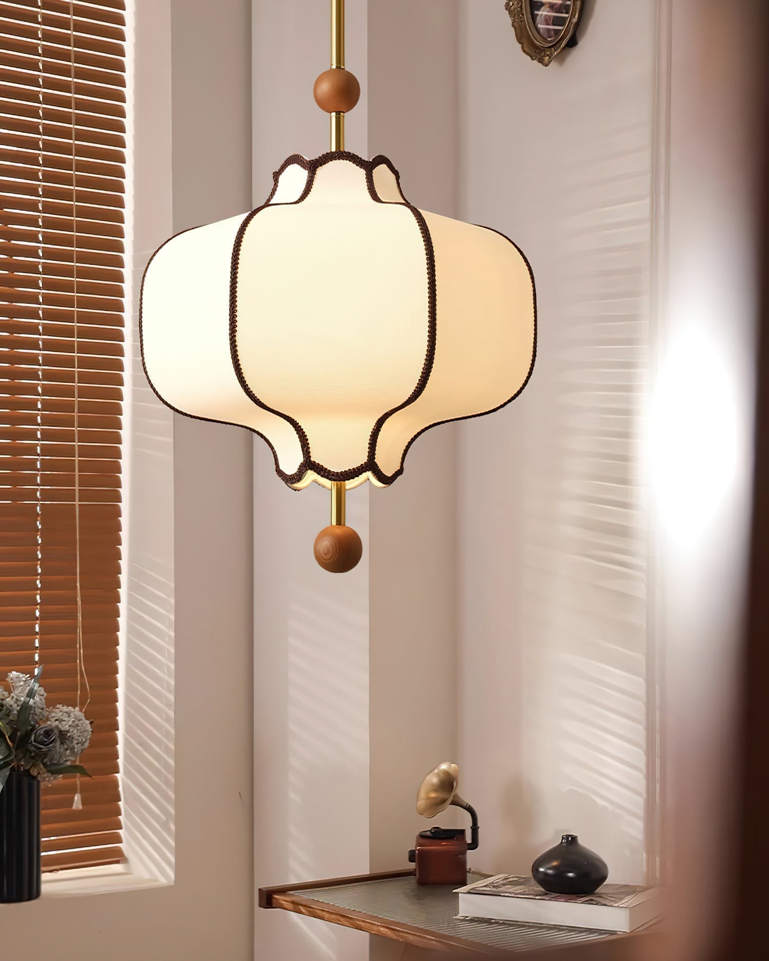 Lustra Suspension Lampe Lanterne en Tissu pour Salon