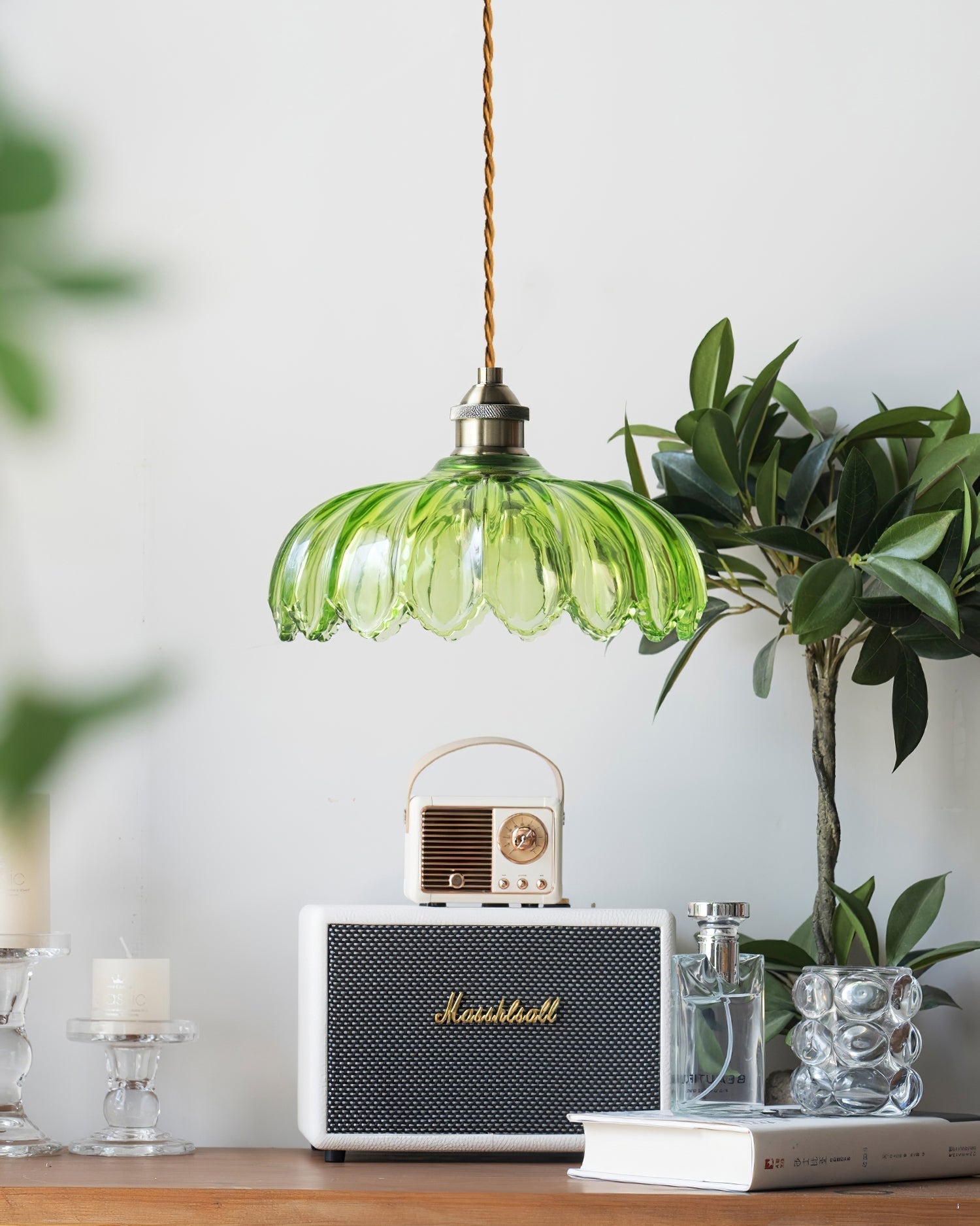 Limea Suspension Fleur Verre Vert