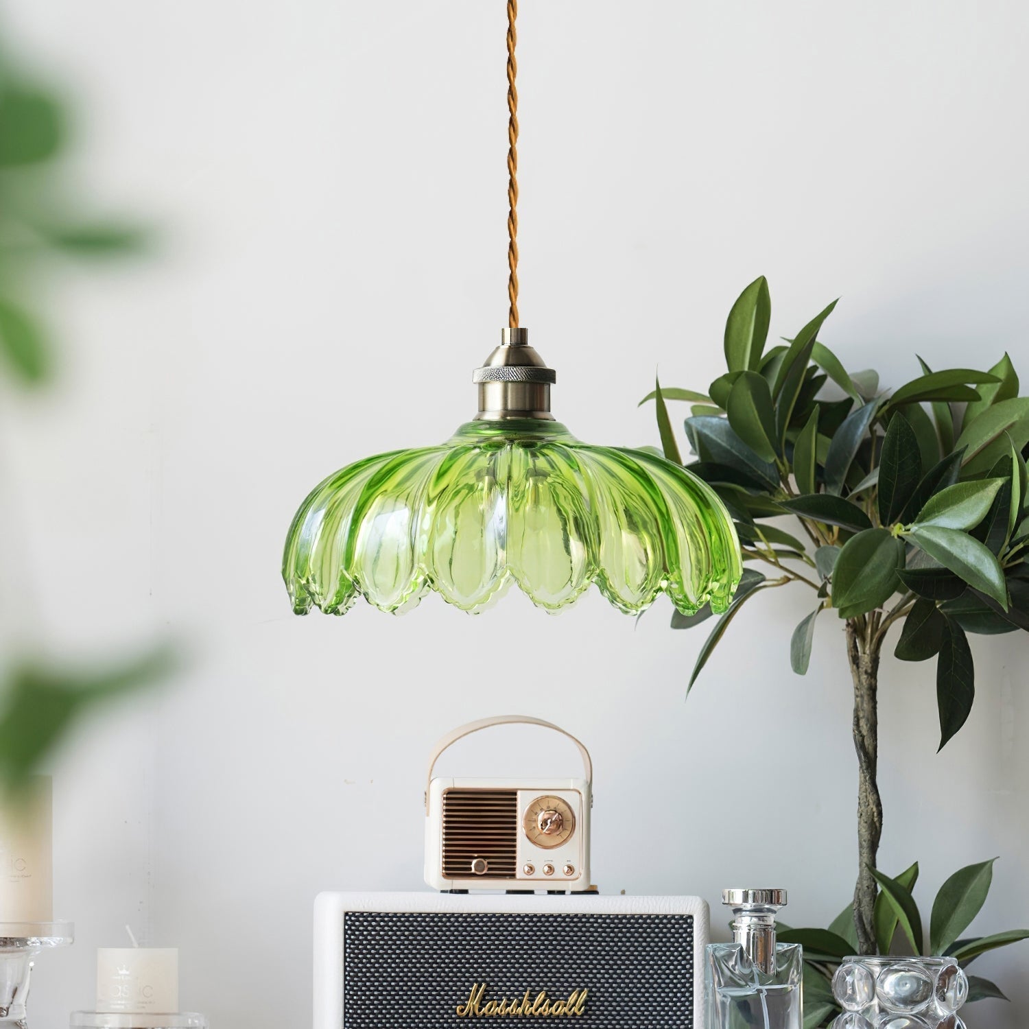 Limea Suspension Fleur Verre Vert
