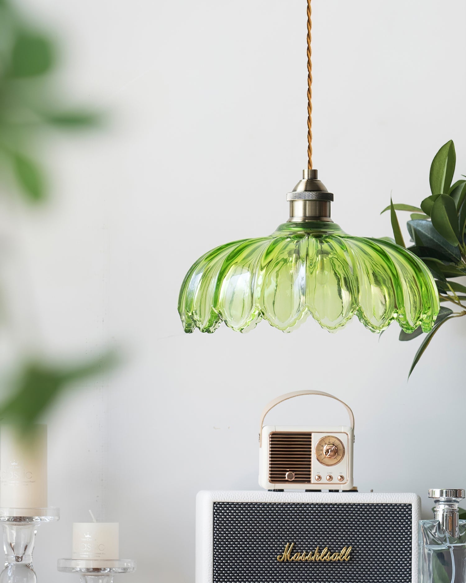 Limea Suspension Fleur Verre Vert