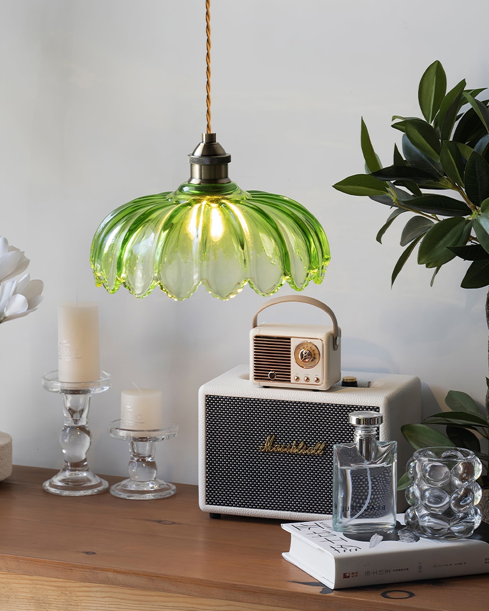 Limea Suspension Fleur Verre Vert