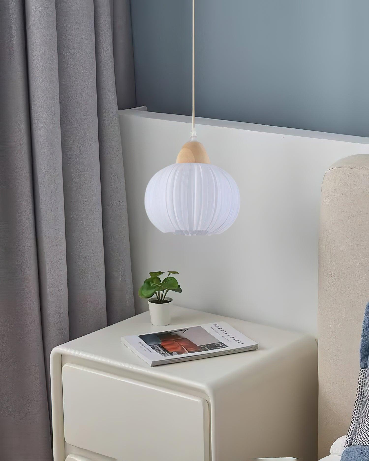 Pumpkin Suspension Lampe en Bois Moderne