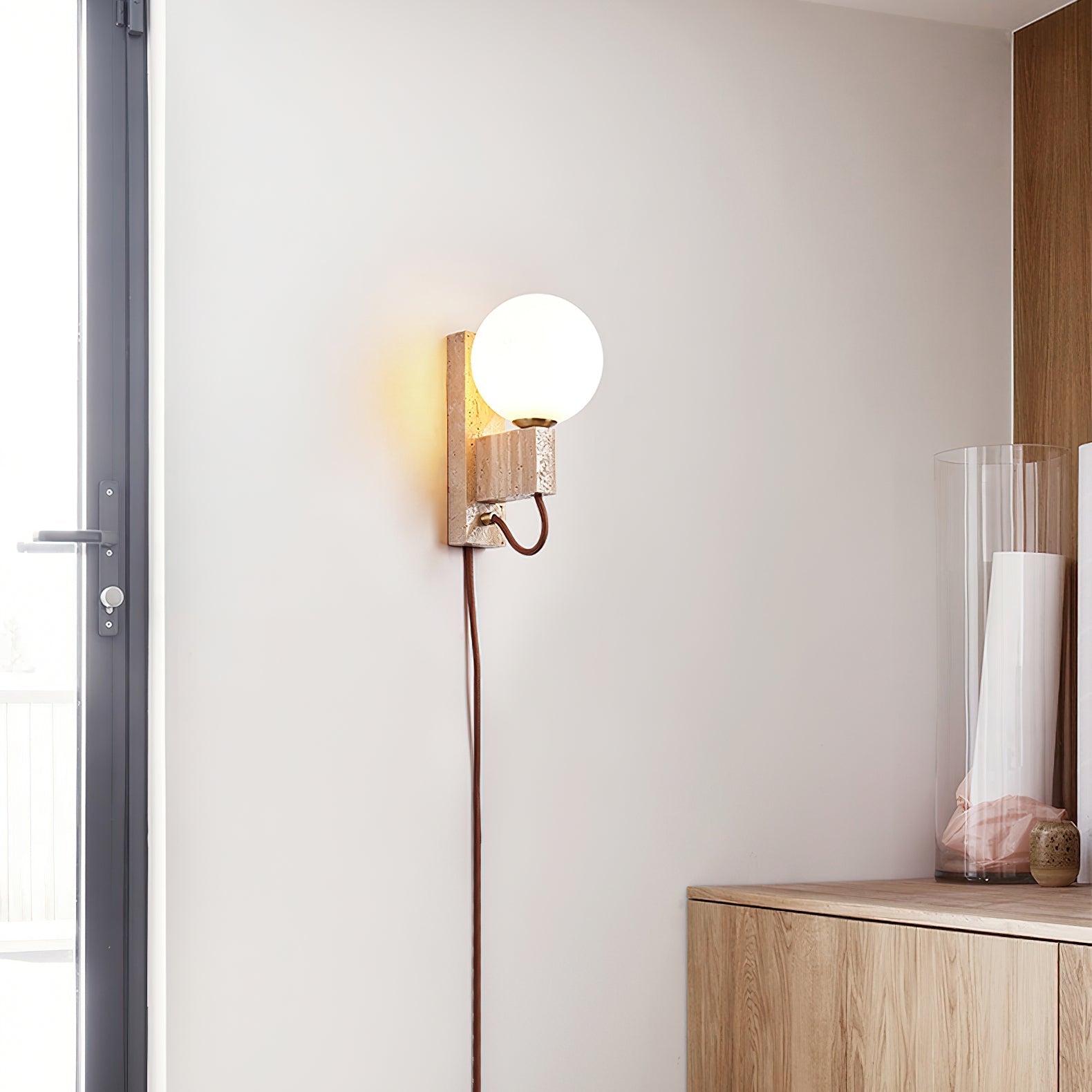 Avirae Globe-Travertine Cute Wall Light