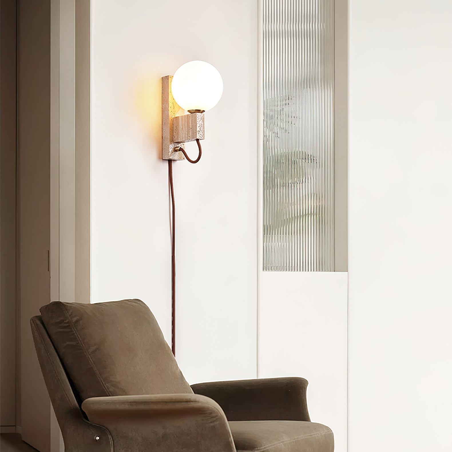 Avirae Globe-Travertine Cute Wall Light