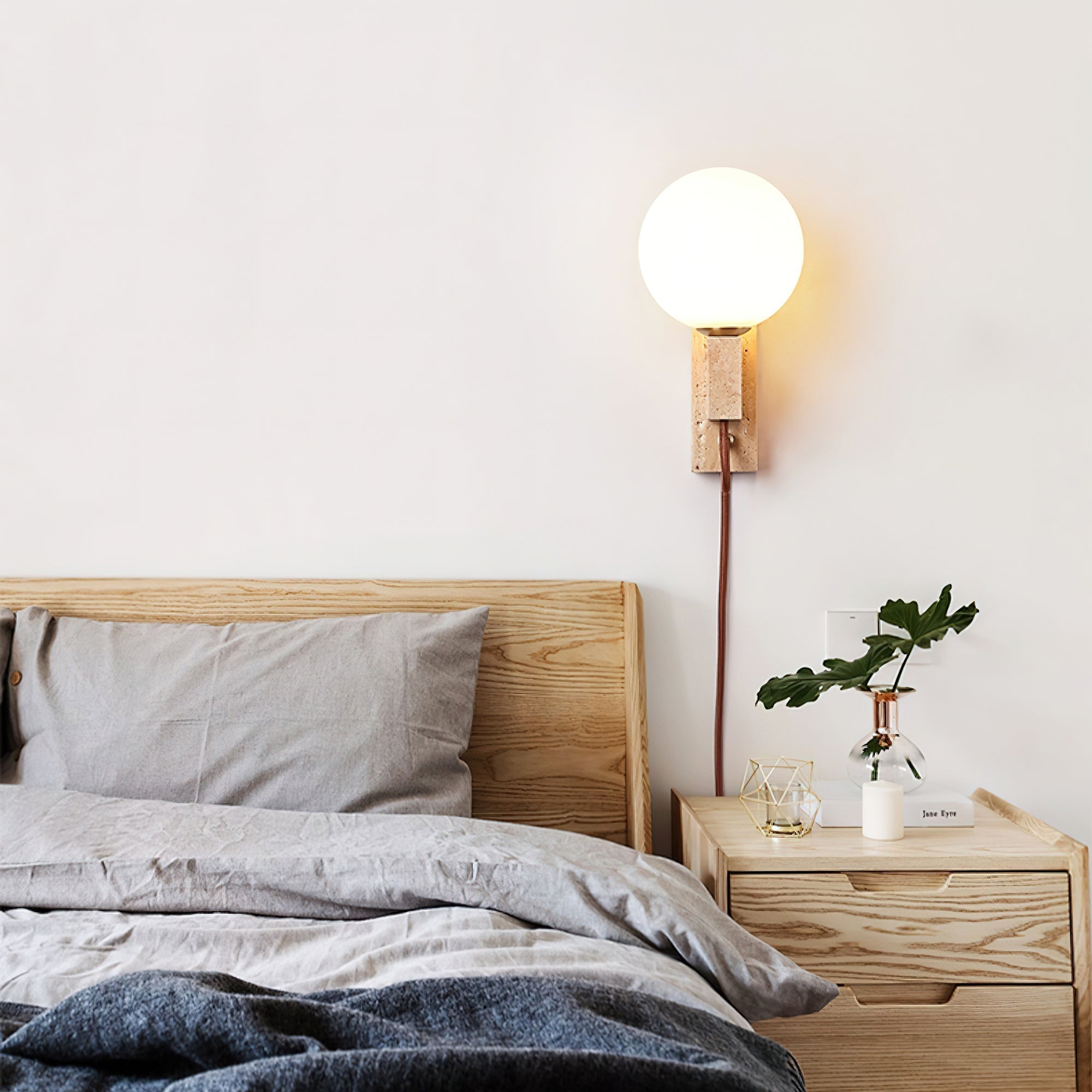 Avirae Globe-Travertine Cute Wall Light
