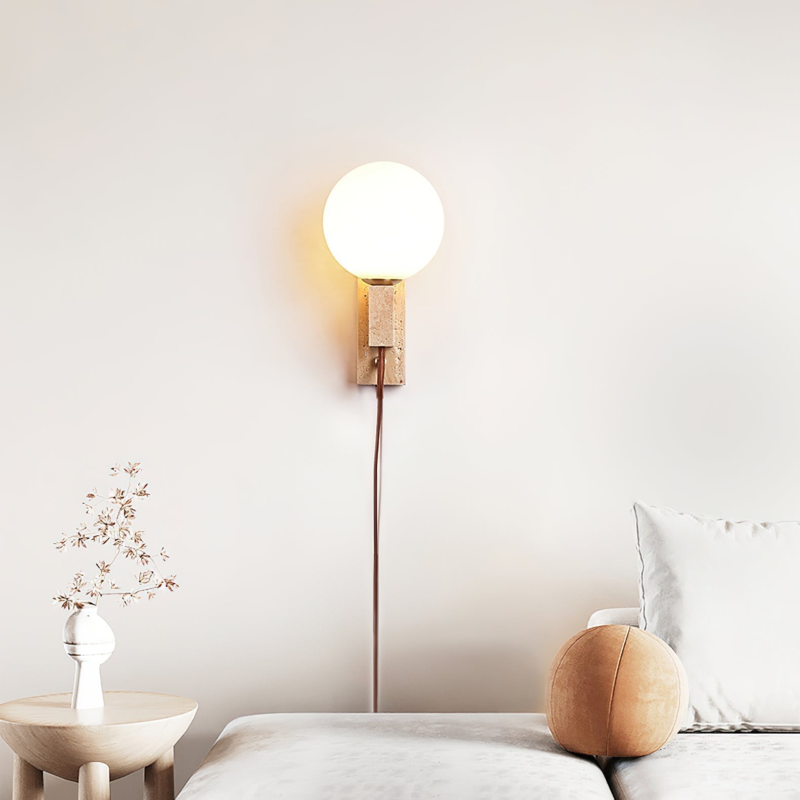 Avirae Globe-Travertine Cute Wall Light