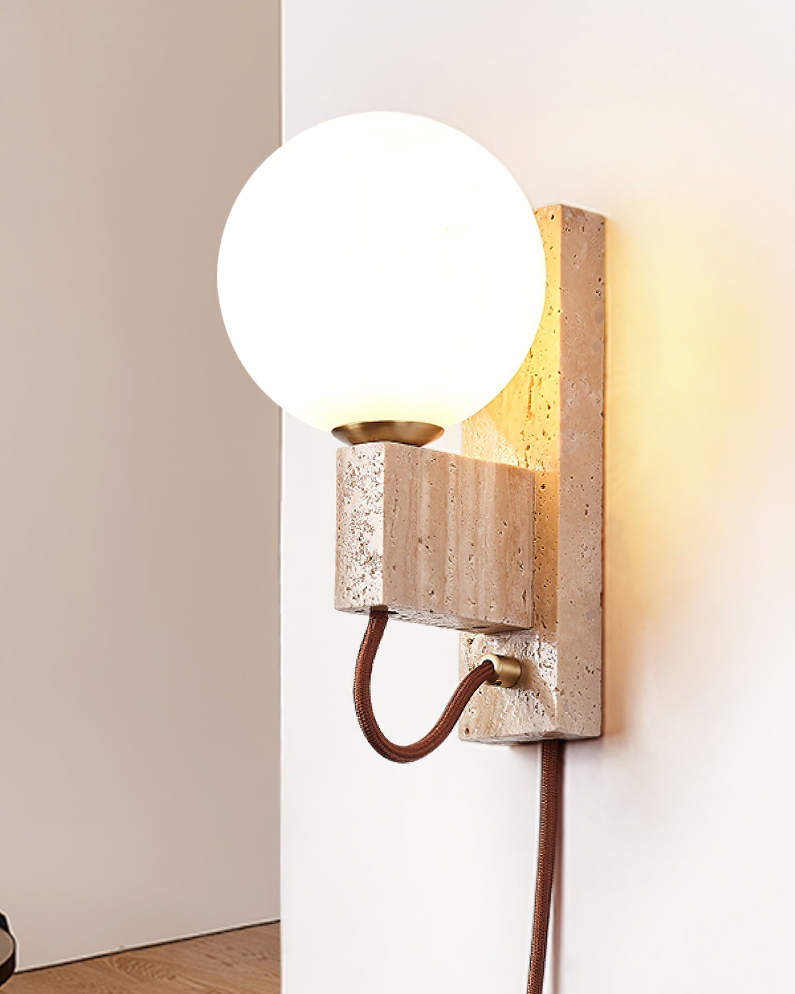 Avirae Globe-Travertine Cute Wall Light