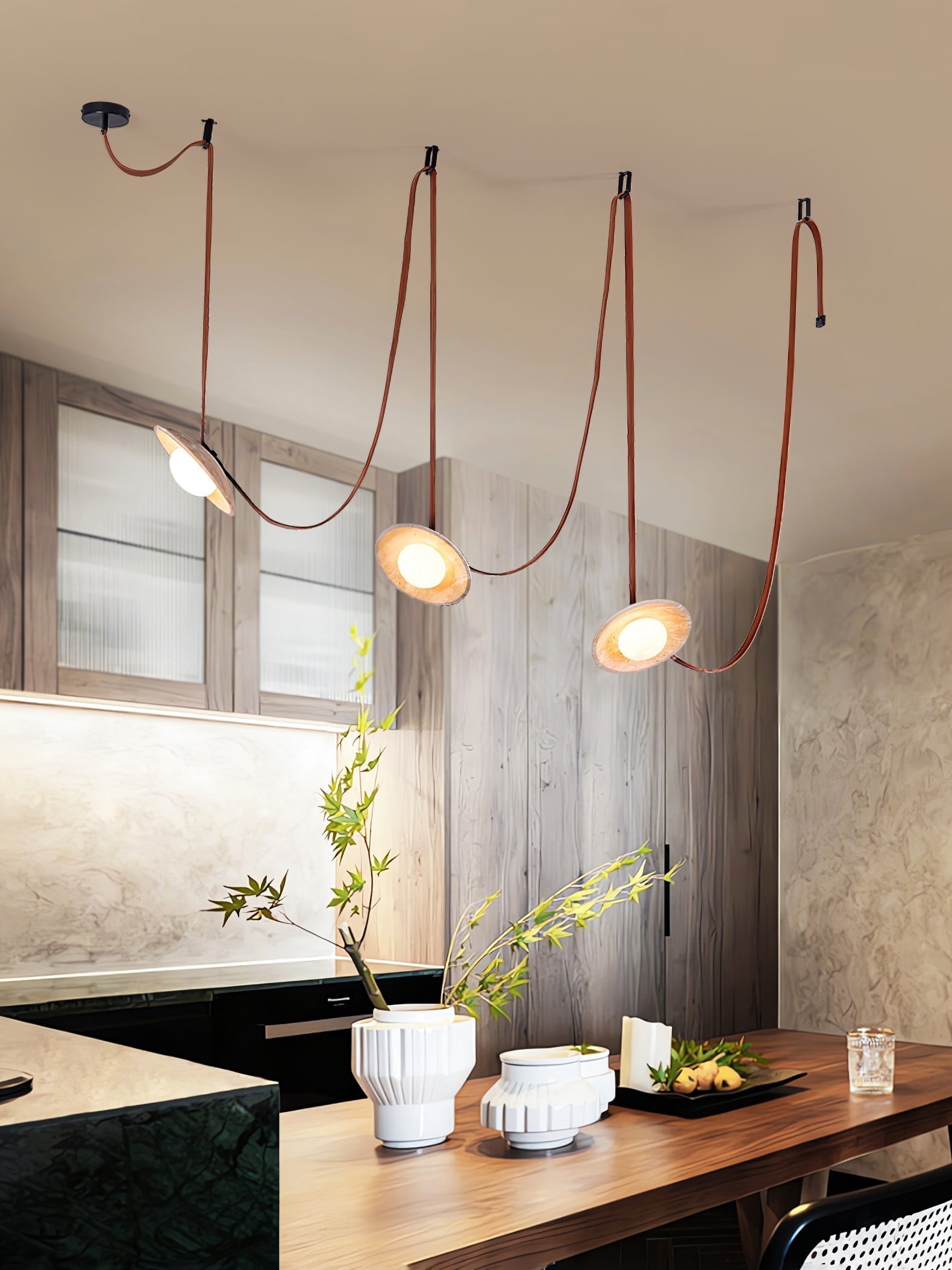 Ulsoryra Organique Travertin Pendentif Lumière Grappe