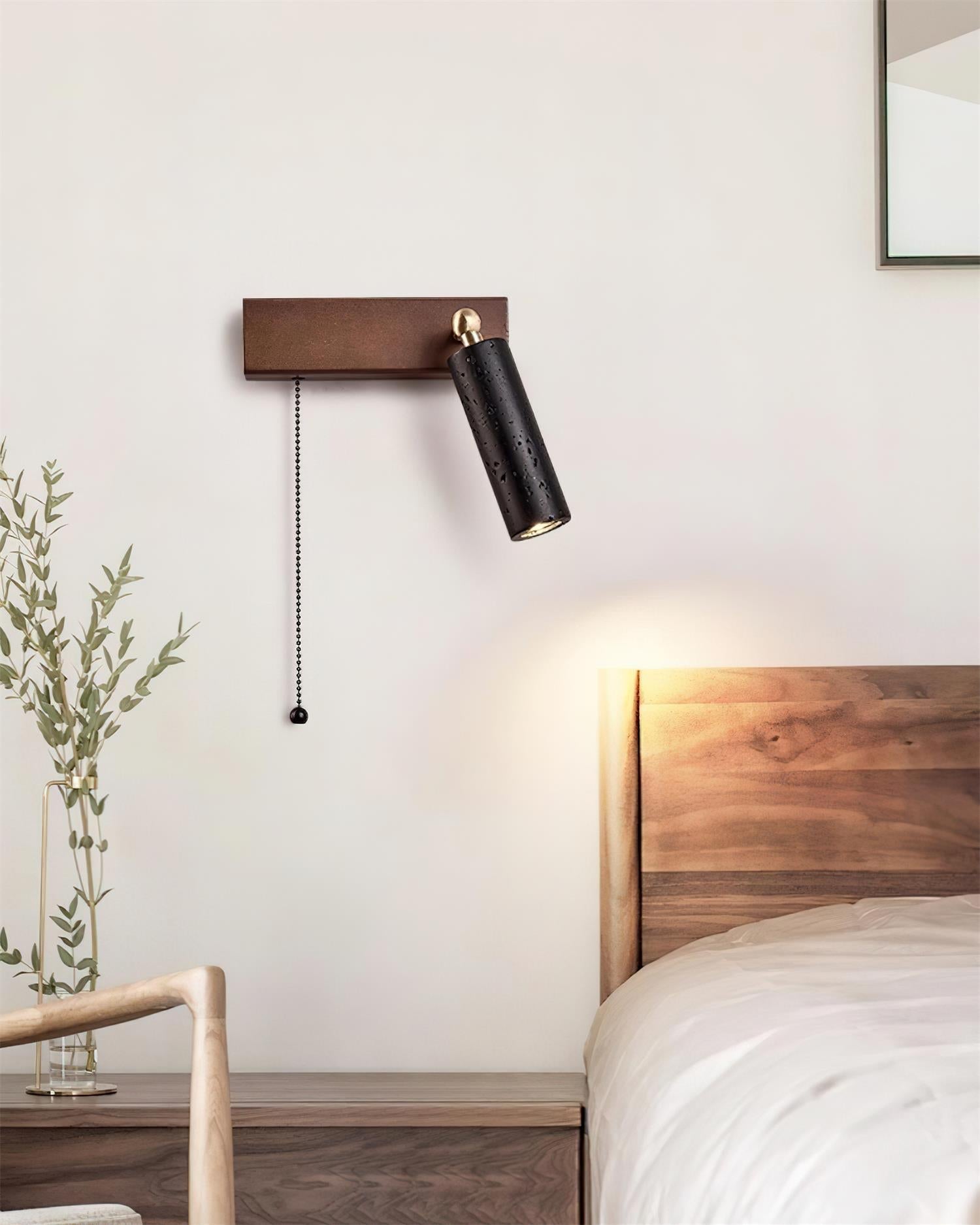 Ritta Lampe Murale Noire Travertin Projecteur